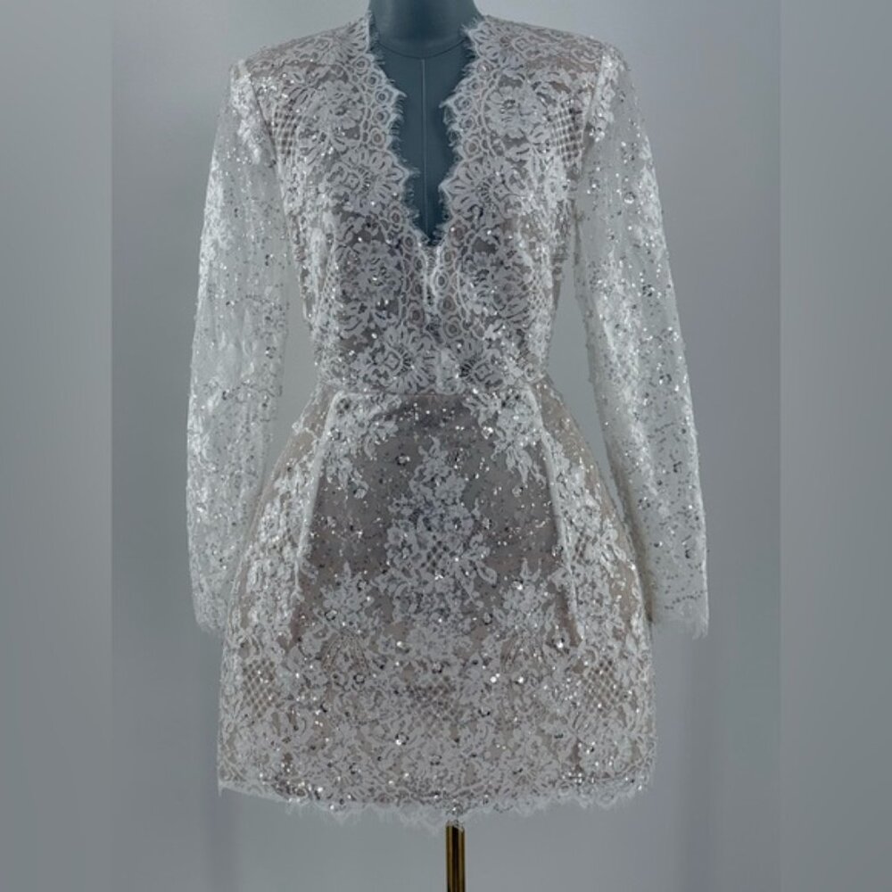 🆕 BRONX & BANCO 🧿 NWOT Isa Long Sleeve Mini Dress, with Bow - Sz M / US 6 - Picture 12 of 16